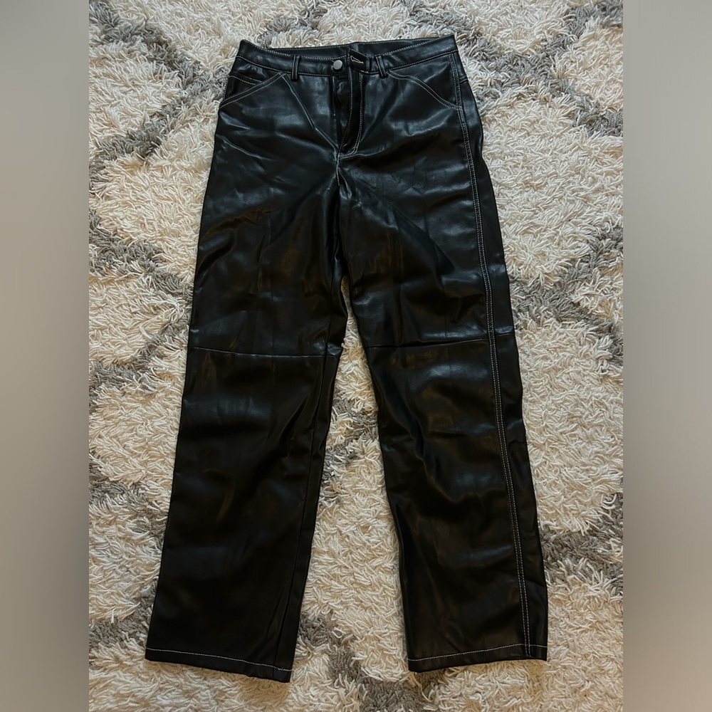 Dynamite Black Leather Pants with white lining